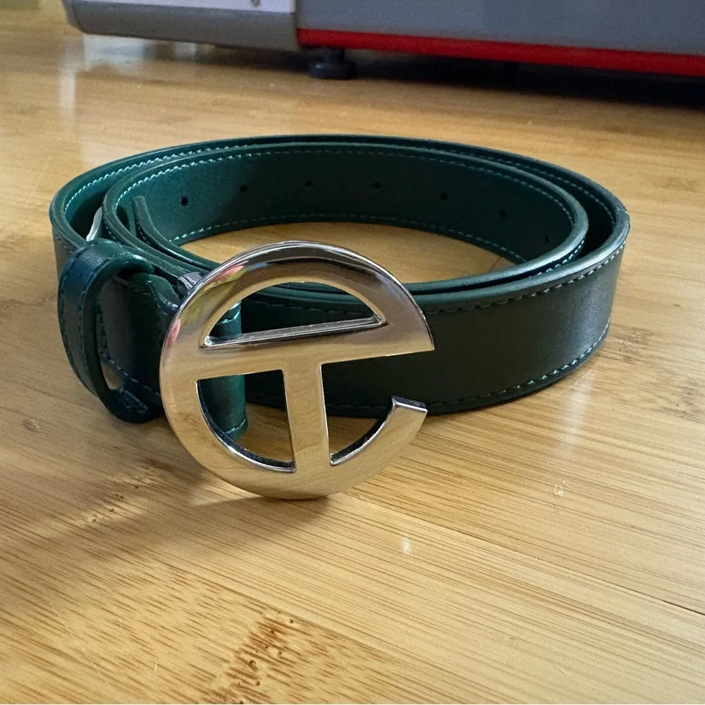 Telfar Forest Green Belt with Silver Logo Buckle - Picture 4 of 8